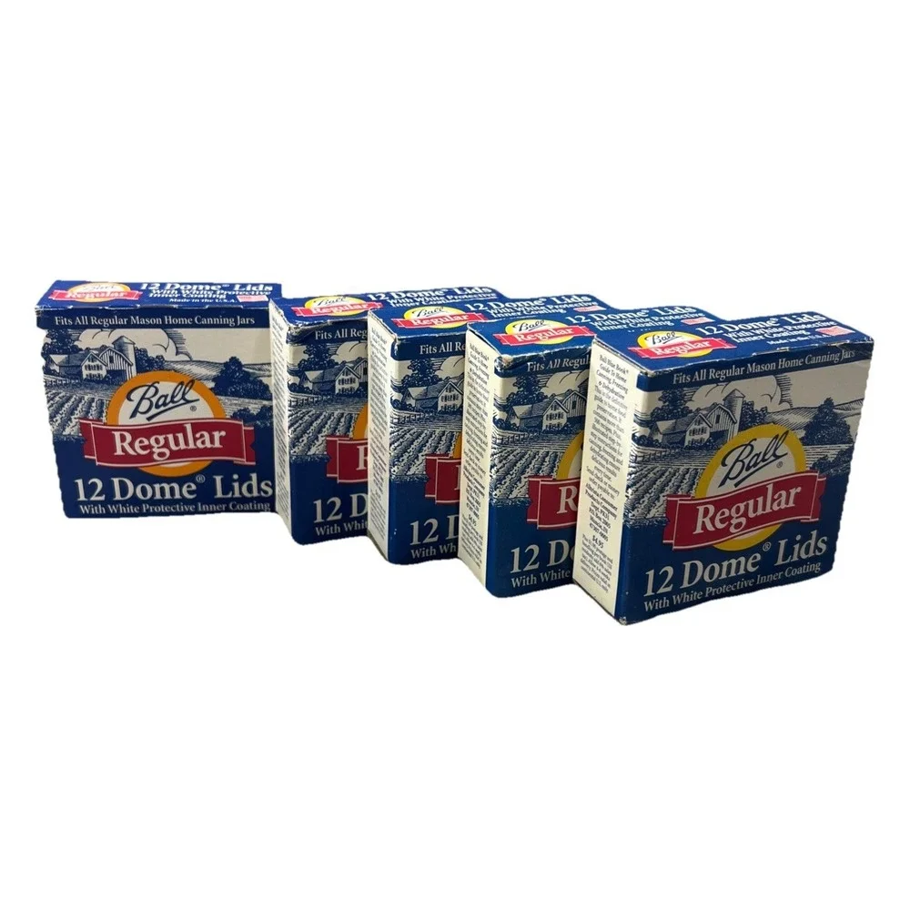 Ball Regular 12 Dome Lids Lot Of 60 USA MADE White Protective Coating NOS SEALED